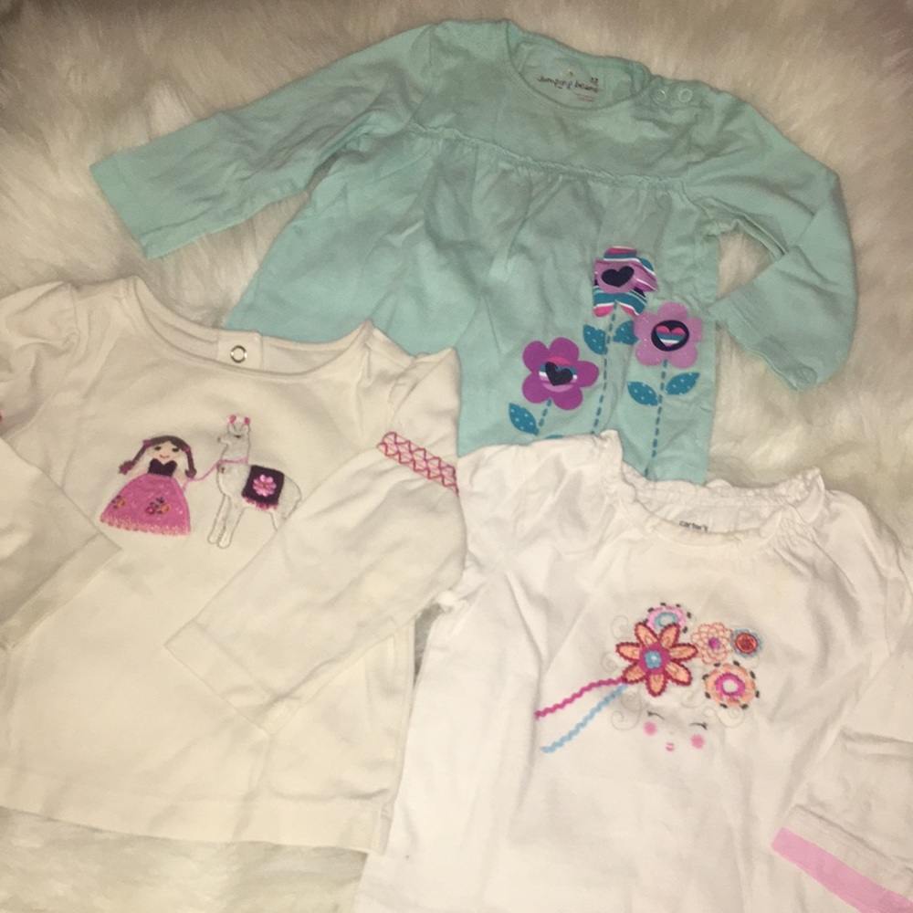 Lot of three long sleeve toddler girl shirt 12M
